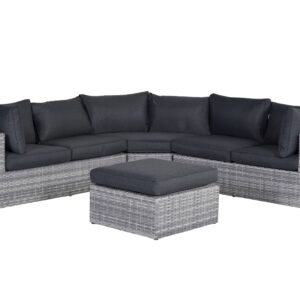 Menorca Polyrotan-Aluminium-Ecklounge-Gartenmöbel-Sitzgruppe, grau