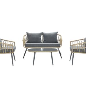 franklin aluminium lounge set tuinmeubelen zitgroep grijze kussens