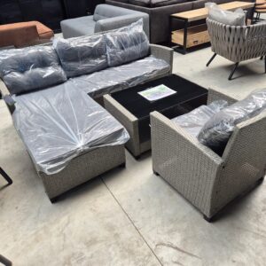 turin hoeklounge tuin set van polyrotan, grijs