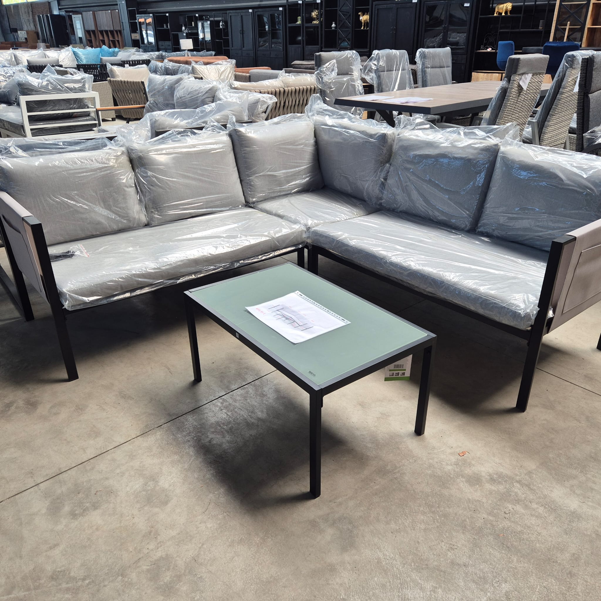 ambra hoek lounge set voor in de tuin, weerbestendig, grijs ambra hoek lounge set voor in de tuin, weerbestendig, grijs