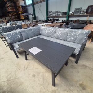 andrea rope corner lounge tuinmeubel set, linker grijze hoektafel