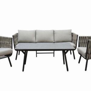 Reana Rope Alu Lounge Gartenmöbel-Set, Sitzgruppe, Taupe